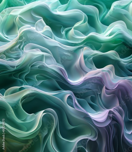 Wavy green and purple abstract background
