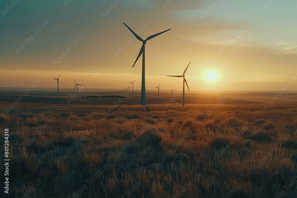 Generative ai on theme of wind power farm with rotation propellers, does not pollute environment Generative ai on theme of wind power farm with rotation propellers, does not pollute environment