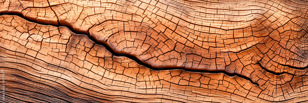 Fototapeta premium The wood grain is very rough and has many cracks