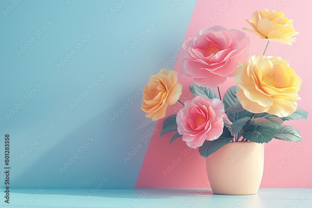 Obraz premium Pastel Floral Arrangement with Roses and Petals