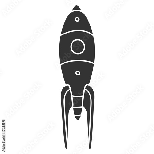 Space Rocket Icon Silhouette Illustration. Spaceship Vector Graphic Pictogram Symbol Clip Art. Doodle Sketch Black Sign.