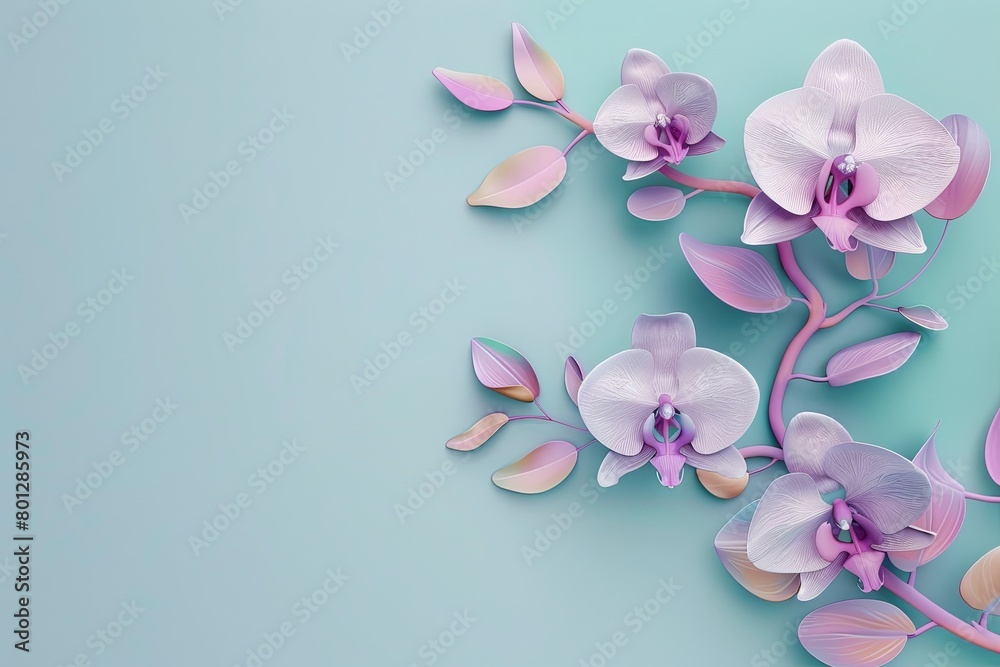 Fototapeta premium Elegant Orchid Branch on Soft Pink Background