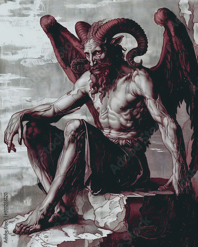 Familiars Of Azazel, Fallen Angel, Devil, Demon, Portrait Illustration Inspired By Occult Art From Old Grimoires photo