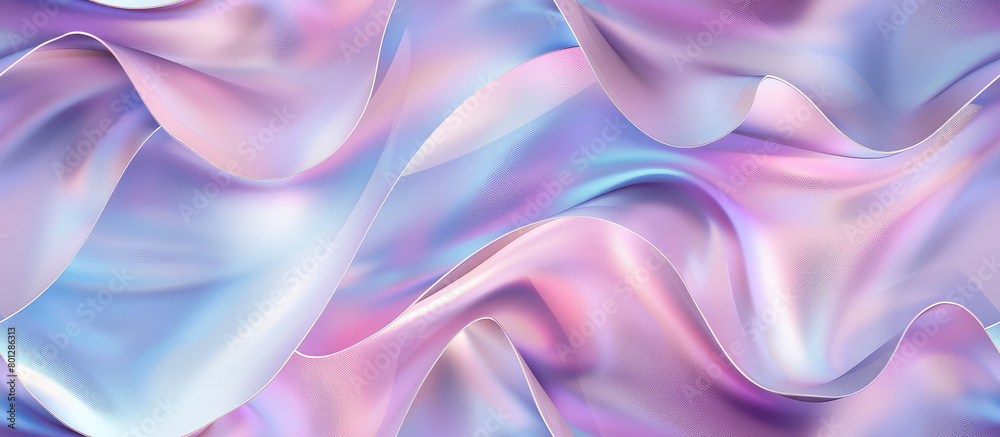 Obraz premium Folded pastel gradient ribbons macro, abstract background seamless pattern texture. 3D render illustration style. Background for wallpaper, tapestry, cloth, fabric printing, web.