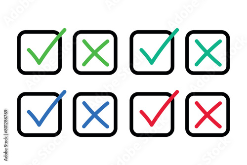Check And Cross Boxes Multiple Colours
