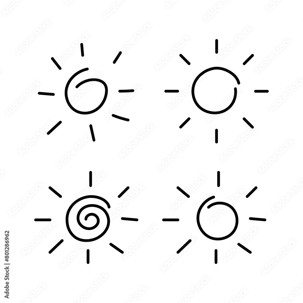 Simple Doodle Suns Set