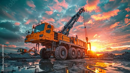 A mobile crane on construction site. photo