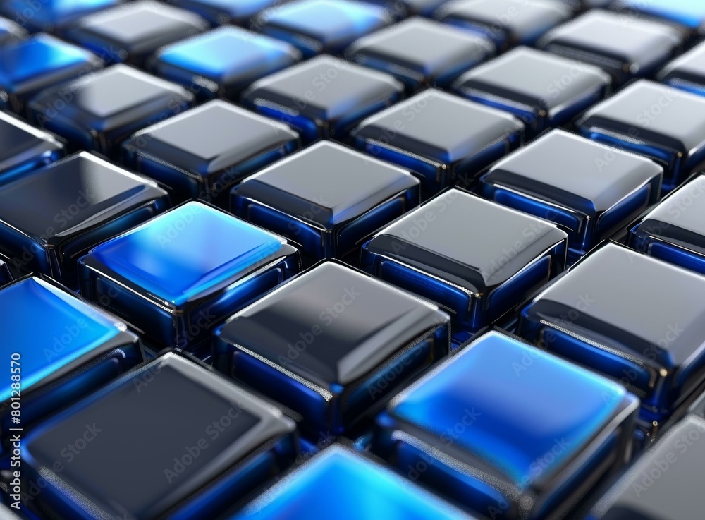 Blue and black glossy cubes background Blue and black glossy cubes background