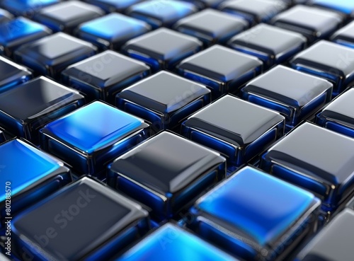 Blue and black glossy cubes background