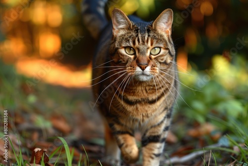 Cat walking down the street professional photography