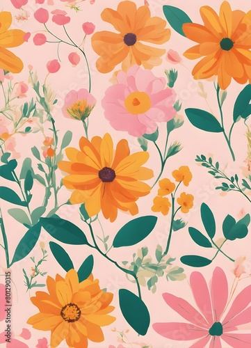 background pattern featuring petals and flowers of an annual plant