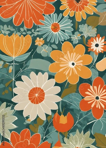 background pattern featuring an orange flower design on fabric