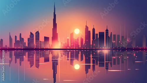 Flat Design Modern Megacity Futuristic Background