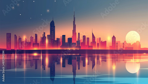 Flat Design Modern Megacity Futuristic Background