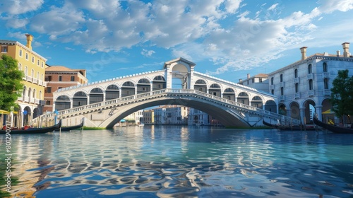 D Rendered Rialto Bridge at Sunset in Italy A Timeless Italian Architectural Masterpiece