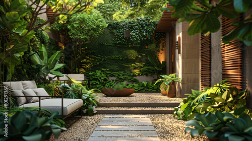 Tranquil Garden Patio  Relaxation Amidst Greenery
