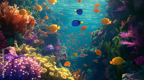 tropical coral reef with fish © DracolaX