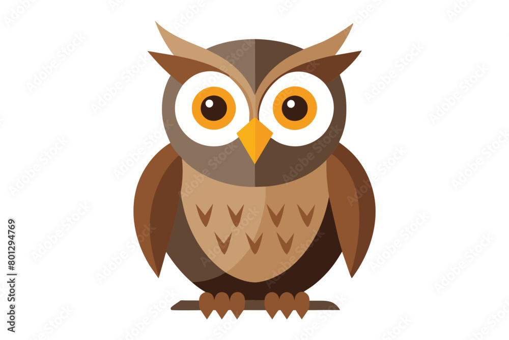  Owl flat vector illustration on white background.