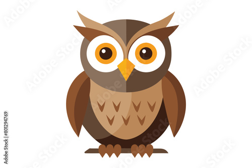  Owl flat vector illustration on white background.