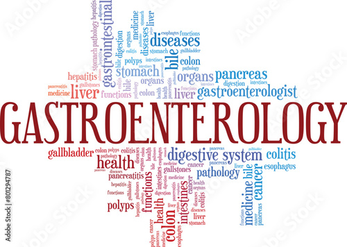 Gastroenterology word cloud conceptual design isolated on white background.