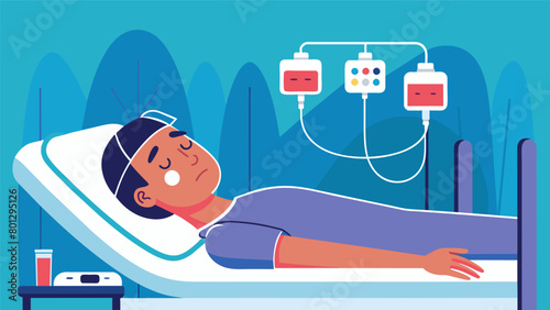 A closeup of a patient lying on a hospital bed with electrodes attached to their head as a the uses electroconvulsive therapy to precisely target and.