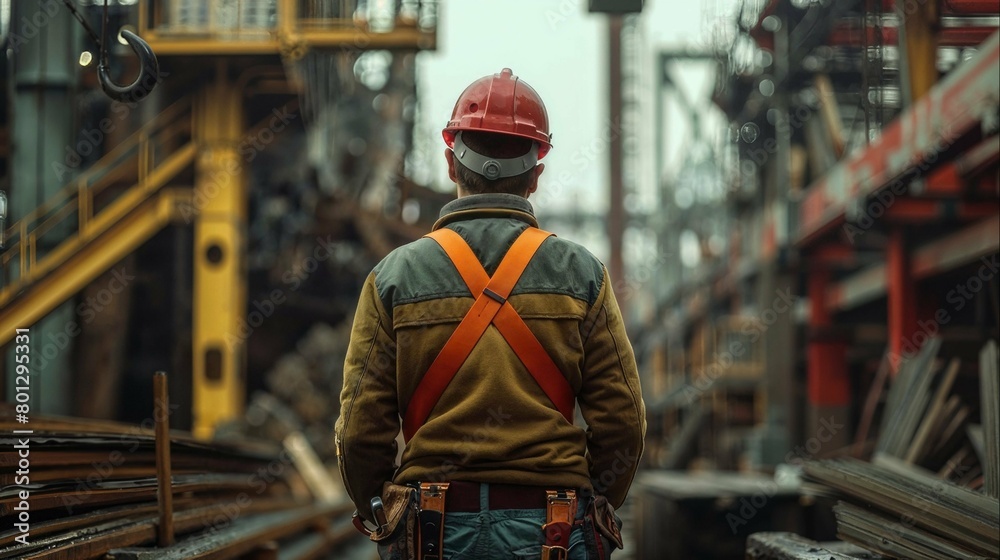 Construction worker. Construction worker with his back turned. labor day photo