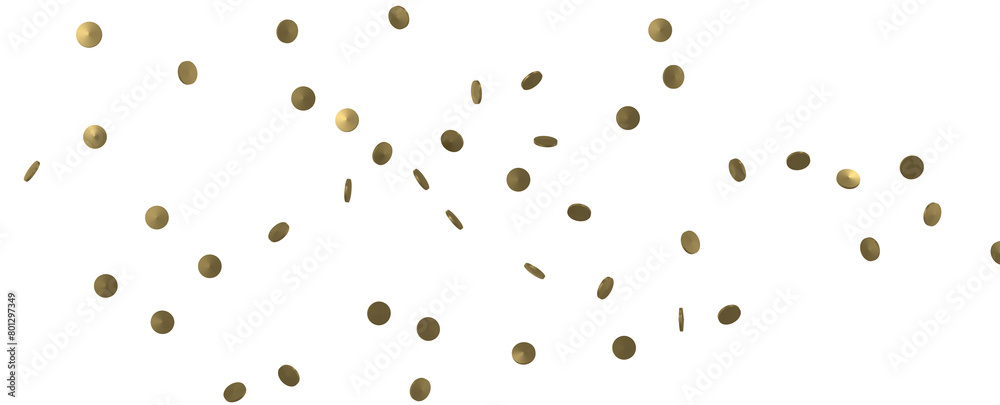 Gold confetti background, isolated on transparent background