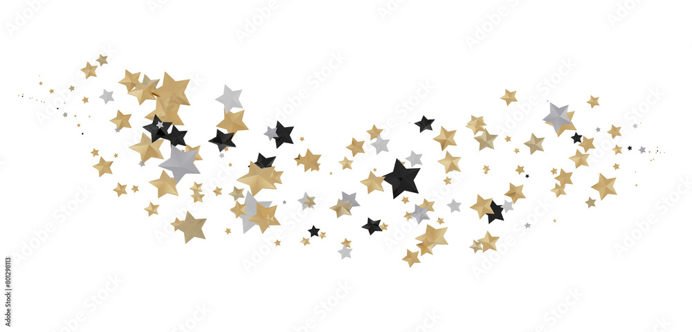 Radiant Euphoria: Lose Yourself in a 3D Gold Stars Rainfall