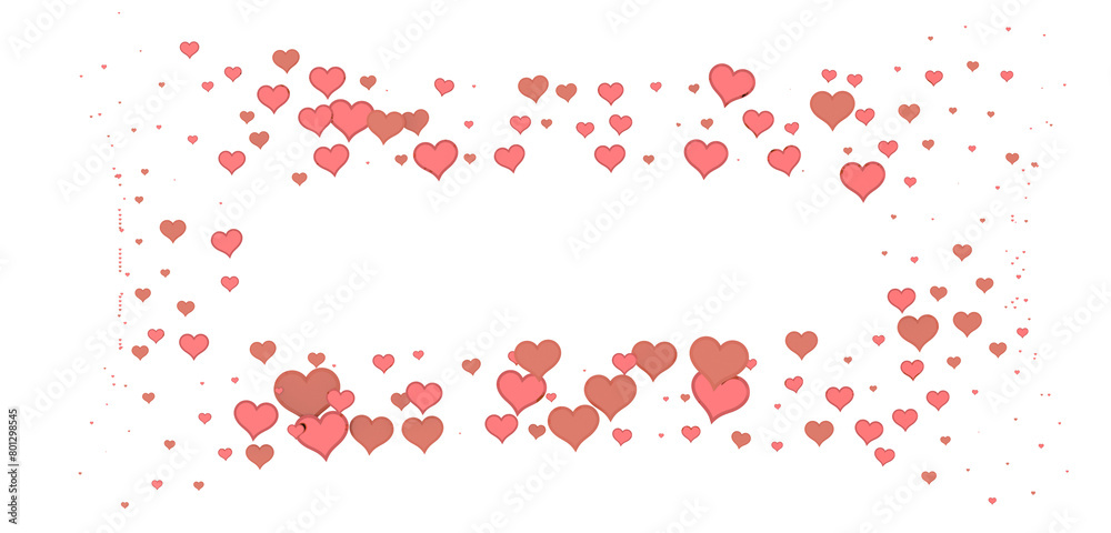 Falling red and pink hearts isolated on transparent background. Valentine’s day design.