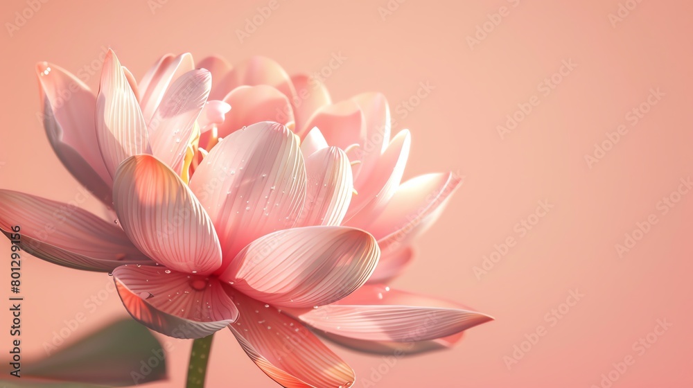 Single water lily, soft peach backdrop, zen lifestyle magazine cover, subtle ambient light, closeup view