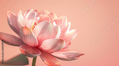 Single water lily  soft peach backdrop  zen lifestyle magazine cover  subtle ambient light  closeup view
