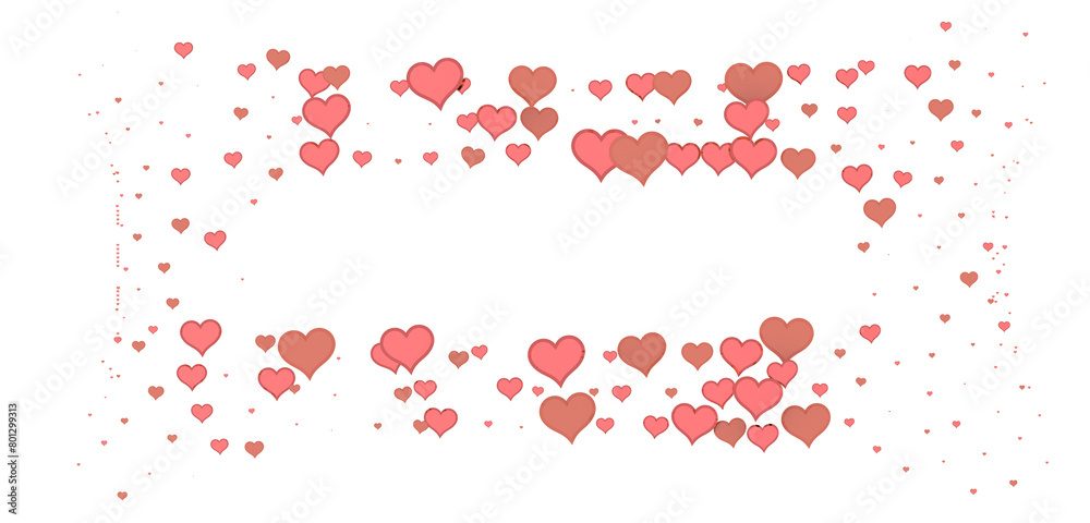 Falling red and pink hearts isolated on transparent background. Valentine’s day design.