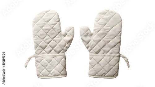 Oven Mitts Mockup with Heat-Resistant Material for Kitchen Safety, Isolated on White, Transparent Background, PNG File, Hand Edited Generative AI