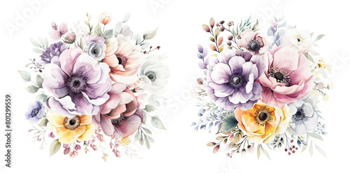 Pair of watercolor floral compositions