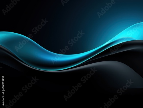 Cyan black white glowing abstract gradient shape on black grainy background minimal header cover poster design copyspace
