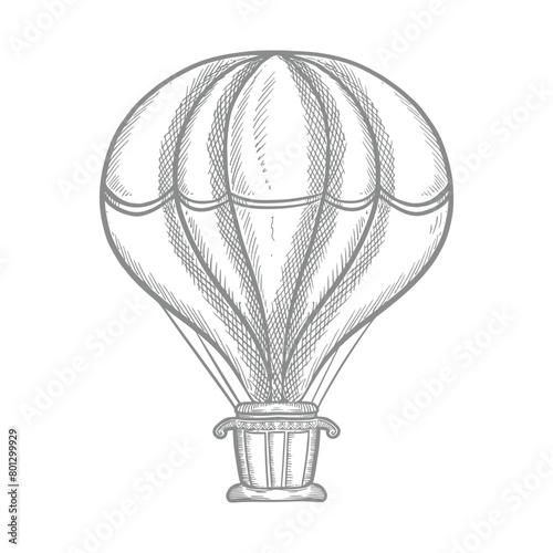 Hand draw hot air balloon vintage sketch design
