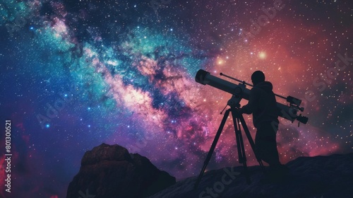 An astronomy enthusiast setting up a telescope in a remote location, preparing to observe distant galaxies and explore the wonders of the night sky.