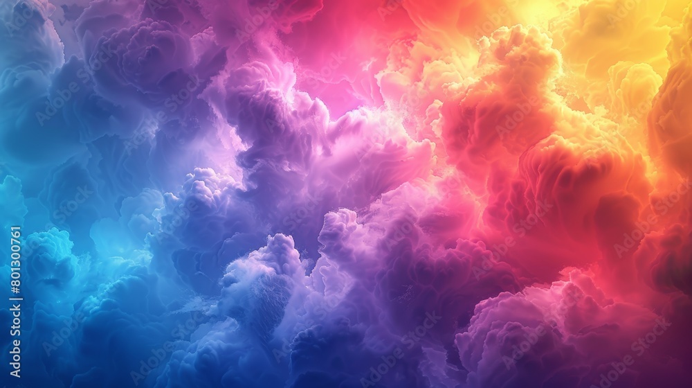 Obraz premium Colorful vibrant multi colored mystic cloud background design