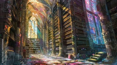 magical library in a fantasy city
