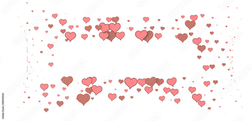 Falling red and pink hearts isolated on transparent background. Valentine’s day design.