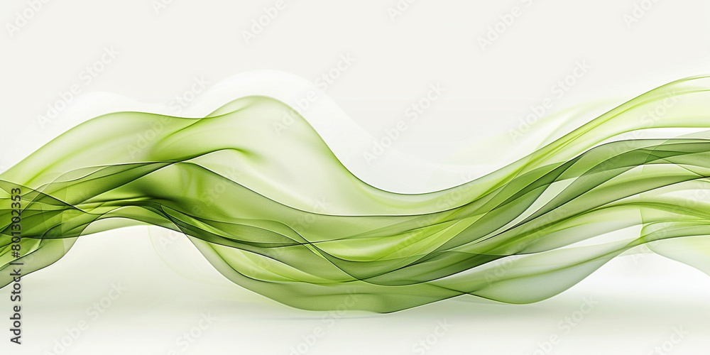 Sage green wave abstract, calming and smooth sage green wave flowing on a white background.