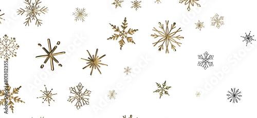 Snowflake Bliss: Striking 3D Illustration Showcasing Falling Holiday Snowflakes