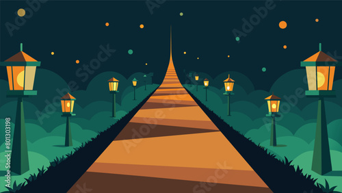 An illuminated path lined with lanterns and guiding the way represents the patients newfound clarity and direction after therapy..