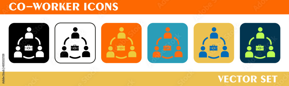 Fototapeta premium Co worker icons design. For sign, symbol, web design or web graphics. Vector flat illustration.