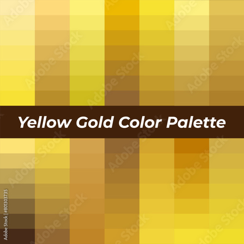 yellow gold color palette set, vector with various gold colors.