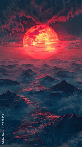 Staggered Sunset Over Alien...