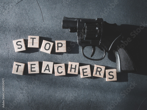 Stop arming teachers message wood letters school violence
