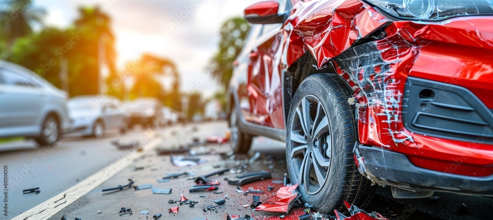 Daytime collision two vehicles involved in a minor car crash on the road in a small accident Daytime collision two vehicles involved in a minor car crash on the road in a small accident