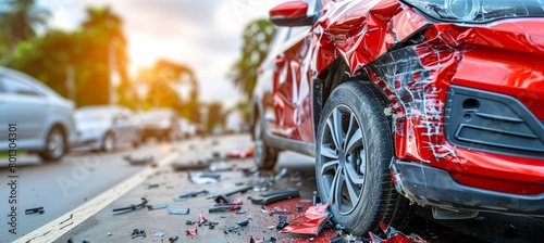 Daytime collision  two vehicles involved in a minor car crash on the road in a small accident