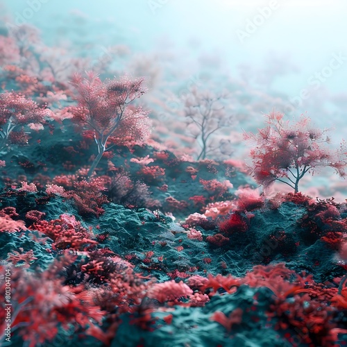 Red coral reefs underwater